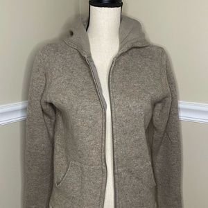 Express oatmeal color zip up hoodie sweater